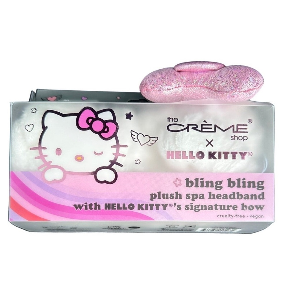 NWT HELLO KITTY X the CREME shop bling bling plush spa headband